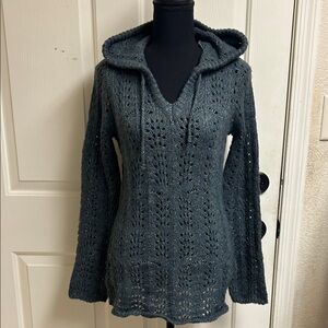 Royal Robbins Small Knit Hooded Sweater - Dark Gray with white,pink EUC